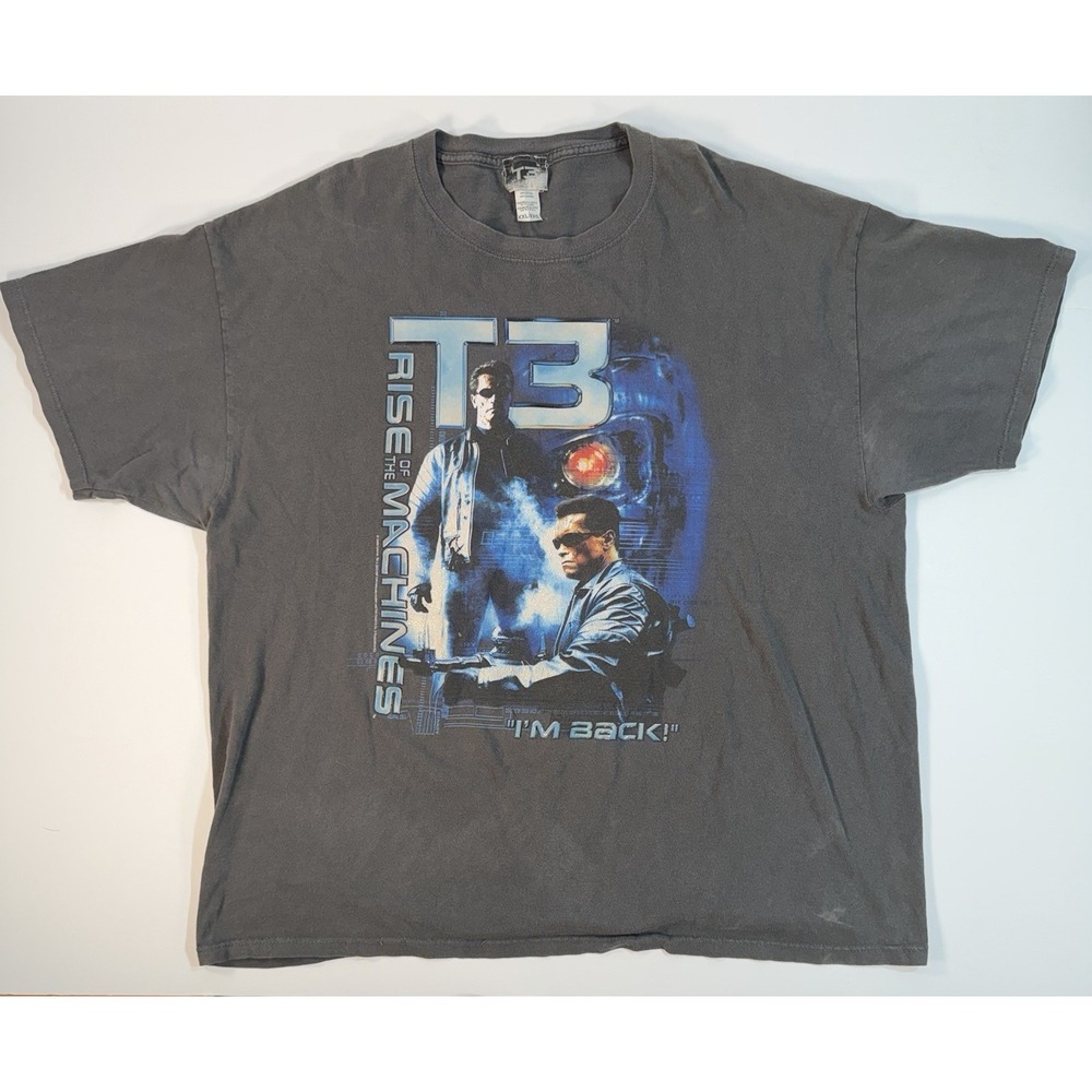 Terminator 3 T Shirt Mens XXL Gray T3 Rise of Machines Movie Graphic Tee
